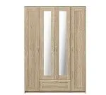 БРИМНЭС / СИРИУС Шкаф четырёхдверный ИКЕА / IKEA с одним выдвижным ящиком и двумя зеркалами, Дуб Сонома | изображение 1