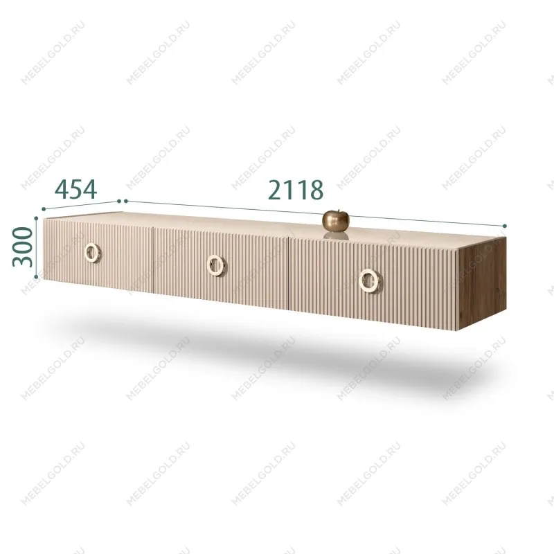 Тумба телевизионная 2.1м Bogemia Woodline Fly Fi (Ваниль) (Lakobel/Золото) БМТ-2