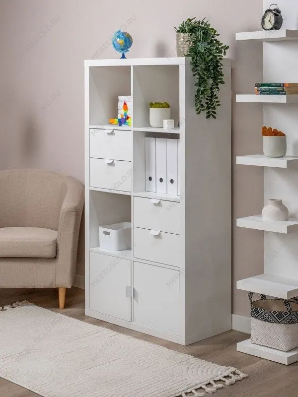 Модуль с двумя ящиками , для стеллажа ФОРА, ручка металл, 33х33х37, белый | изображение 9