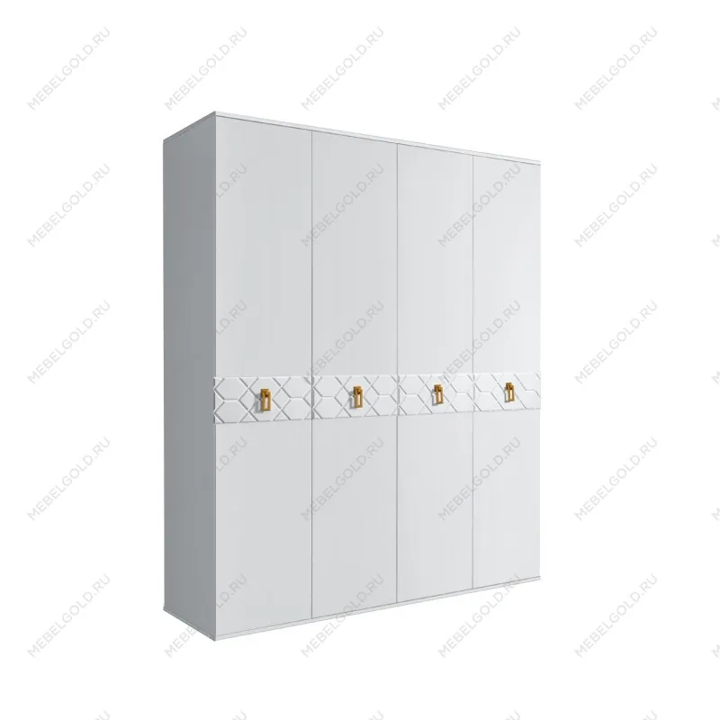 Шкаф 4-х дв. Bogemia Farfalle (Белый/Золото) БМШ2/4(Fa)