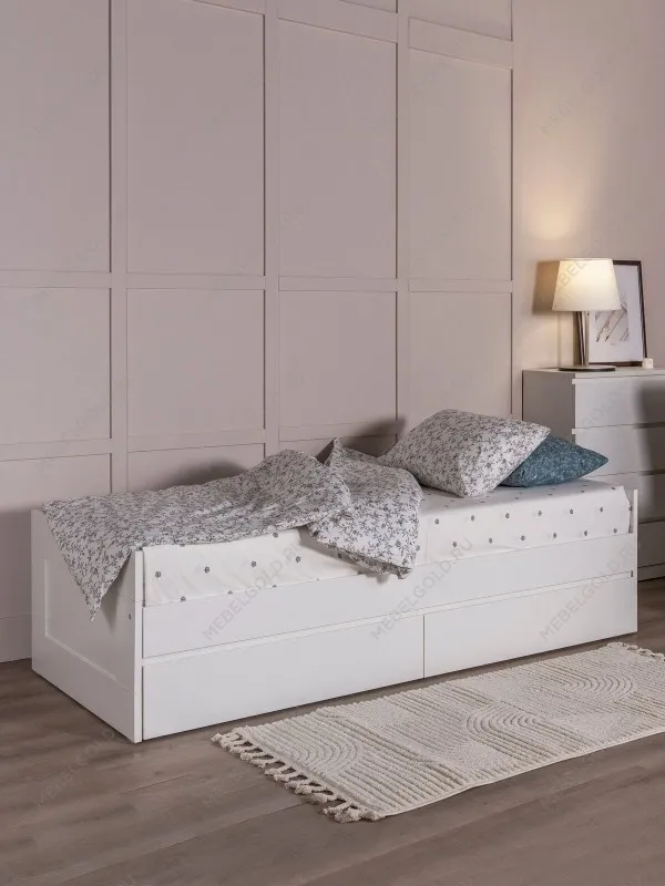 Кровать раздвижная Сириус, с ящиками, 90х200/180х200 см, белая | изображение 3