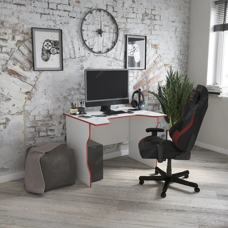 Стол компьютерный Вардиг, 100х75х82 см, белый/красный | изображение 9