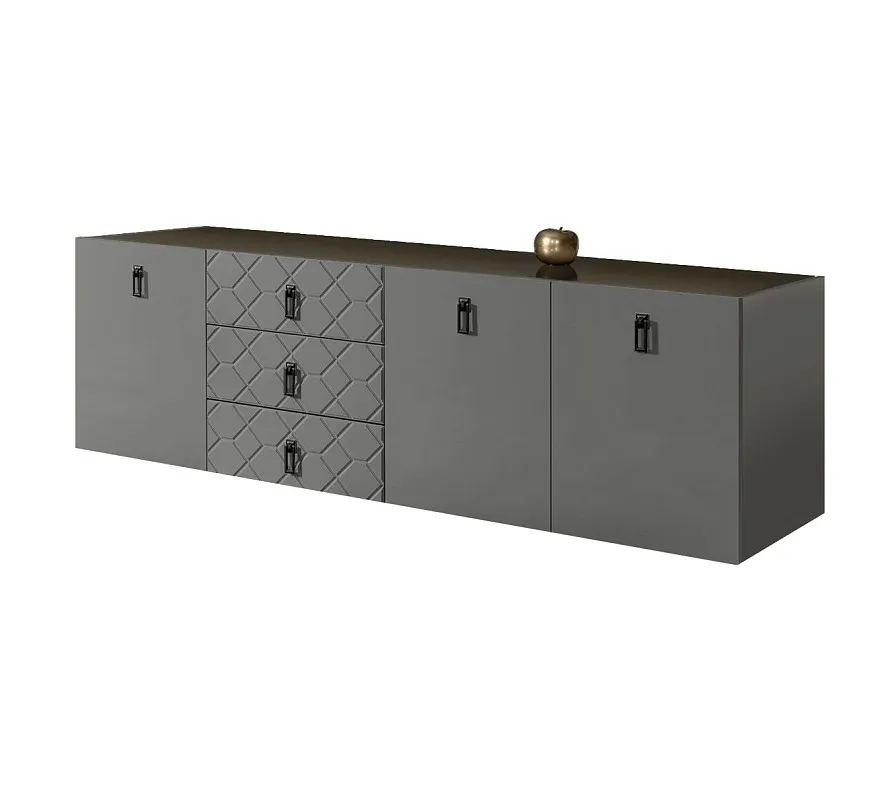Комод 2.1м Bogemia Fly Farfalle (Серый) (Lakobel/Черный) БМКМ-5