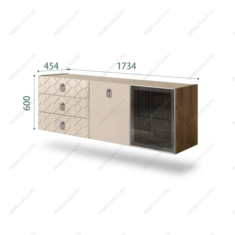 Комод 1.6м Bogemia Woodline Fly Fa (Ваниль) (Novabuk/Хром) БМКМ-4[5][10]