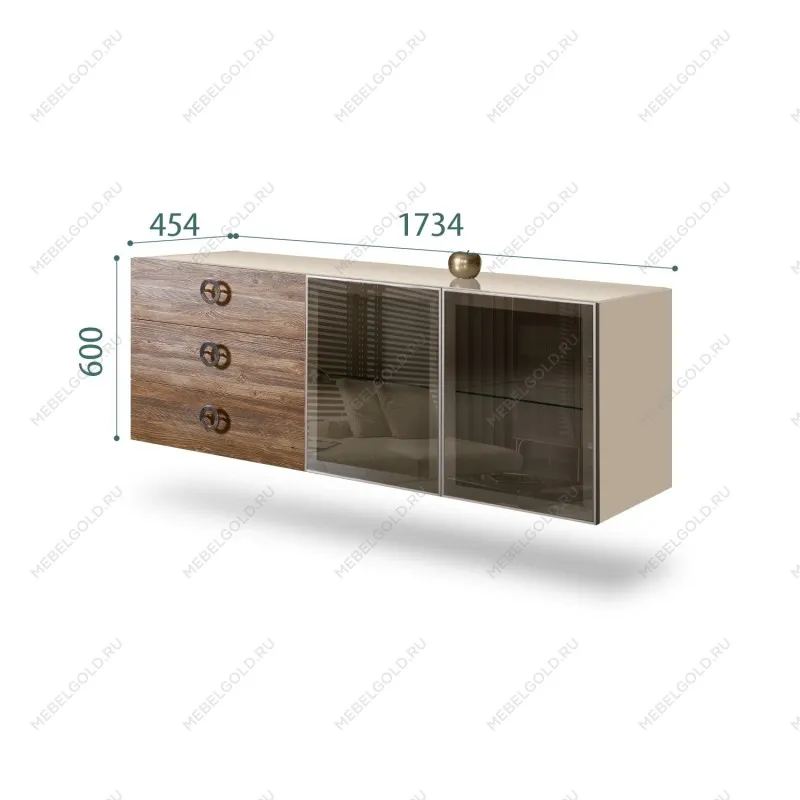Комод 1.6м Bogemia Fly Wood Fi (Ваниль) (Lakobel/Хром) БМКМ-4[5]