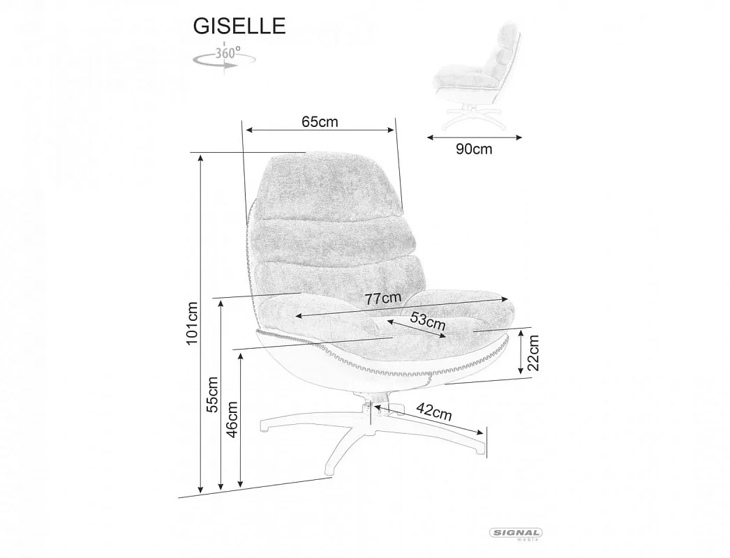 Кресло SIGNAL GISELLE (бежевый/бежевый/черный мат) | изображение 4