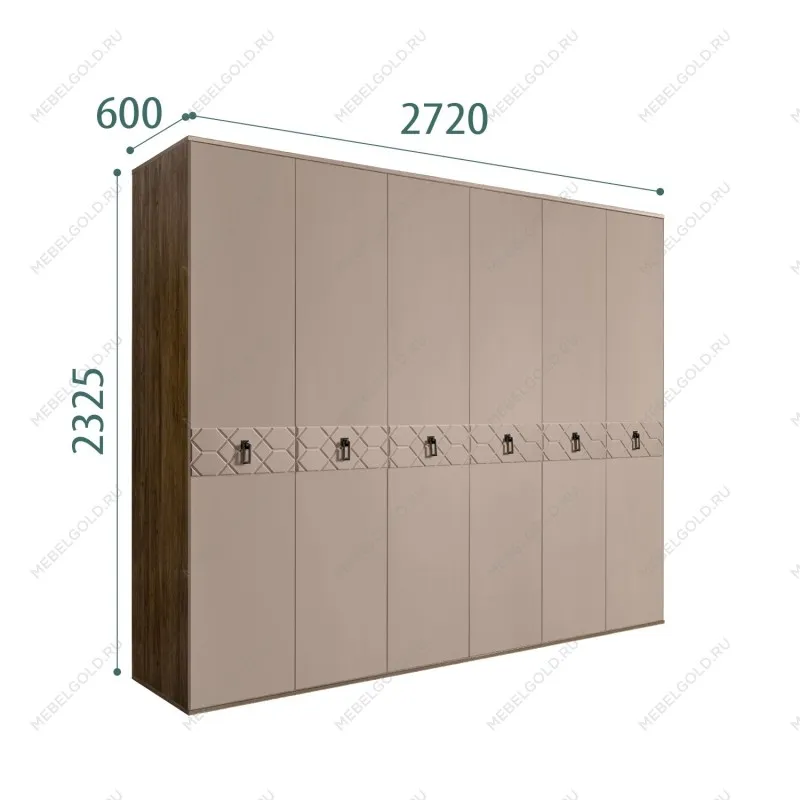 Шкаф 6-ти дв. Bogemia Woodline Fa (Мокка/Черный) БМШ2/6(Fa)