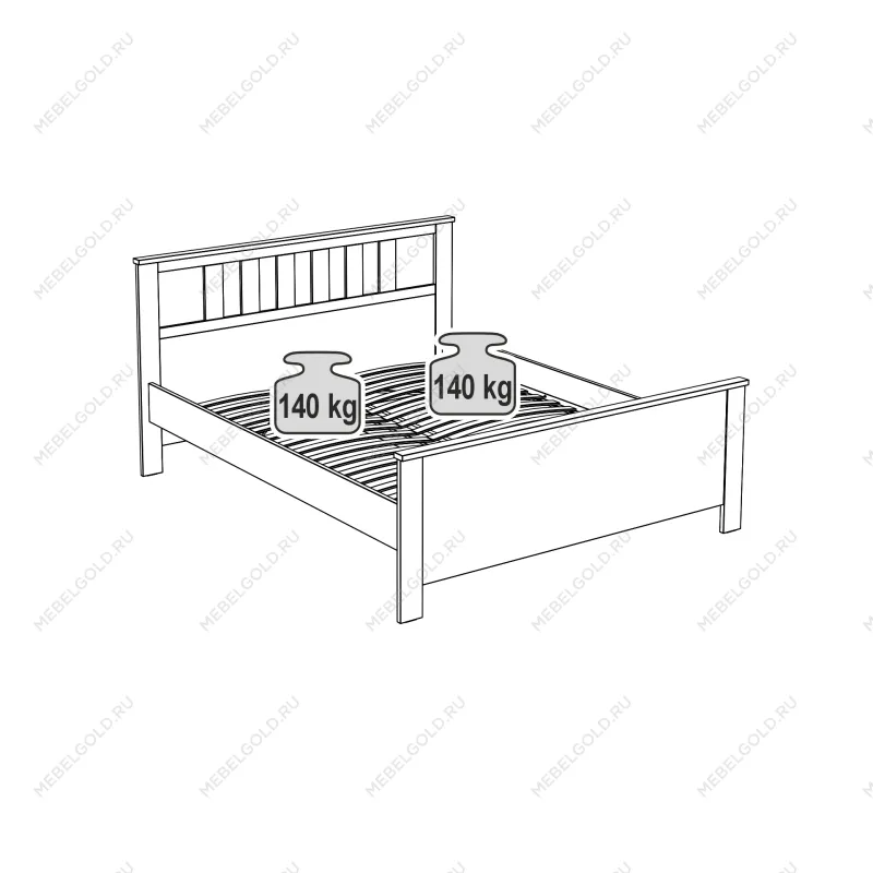 САГА кровать двойная 160х200 серая/ясень | изображение 3