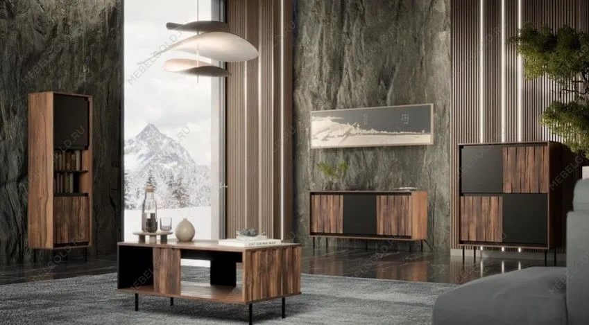 Комод Halmar SWING KM-2 (орех/черный) | изображение 1