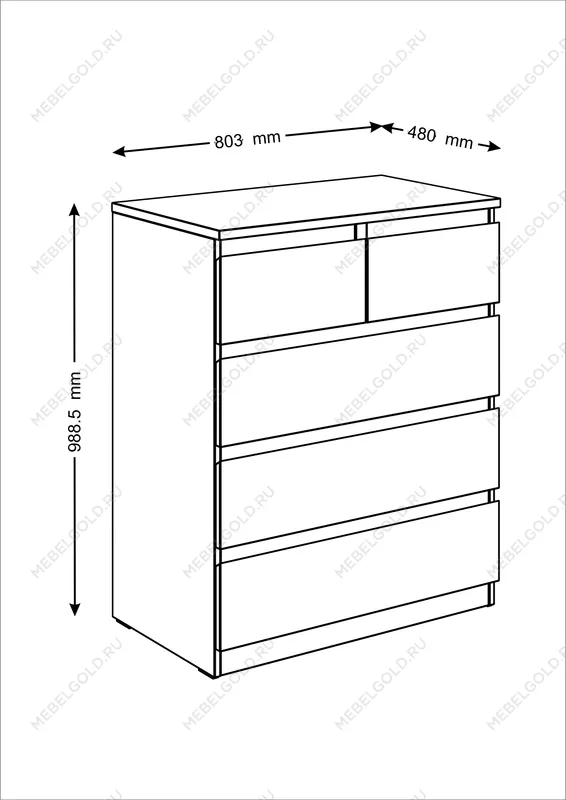 МАЛЬТА комод ИКЕА / IKEA 3+2 ящика 80х99 сонома | изображение 3