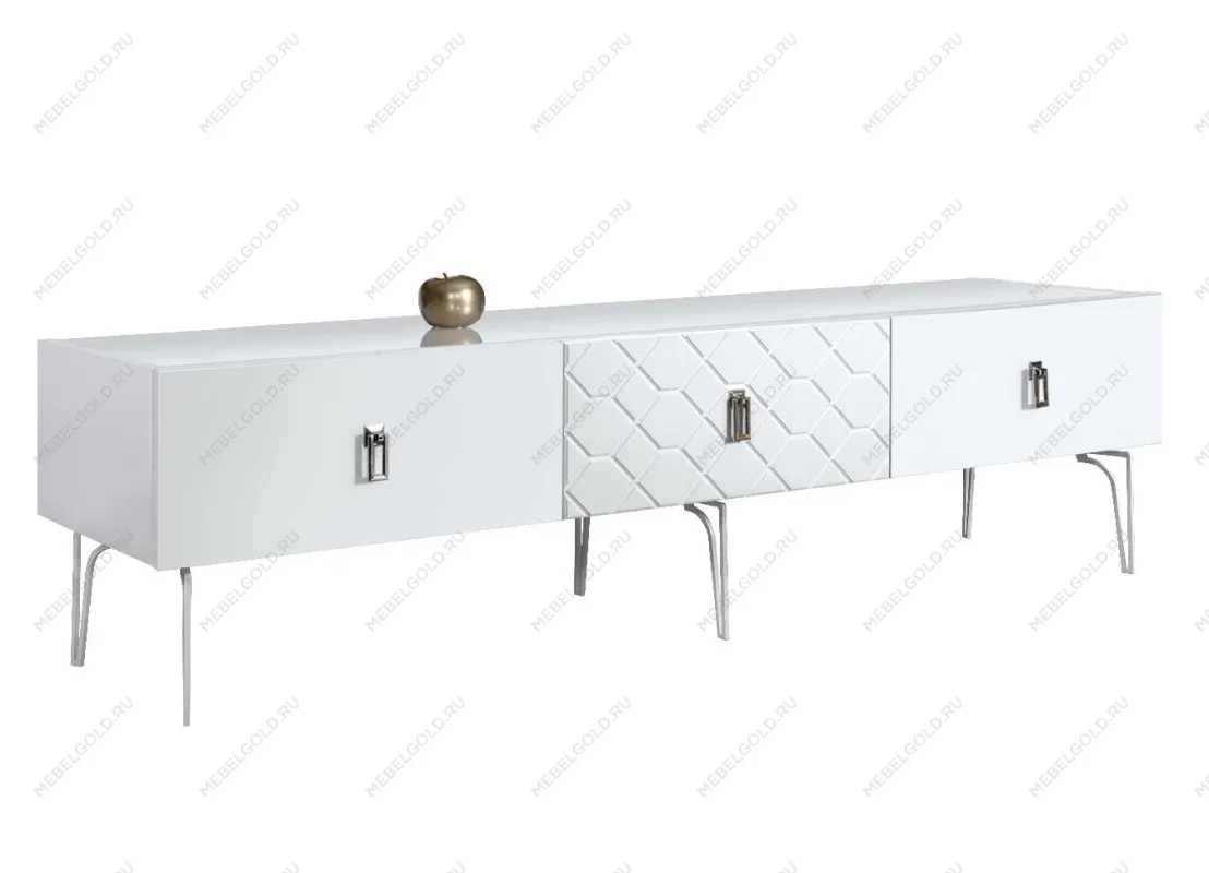 Тумба под телевизор 2.1м Bogemia Farfalle (Белый) (Lakobel/Хром) БМТ-2(Fa)[10]