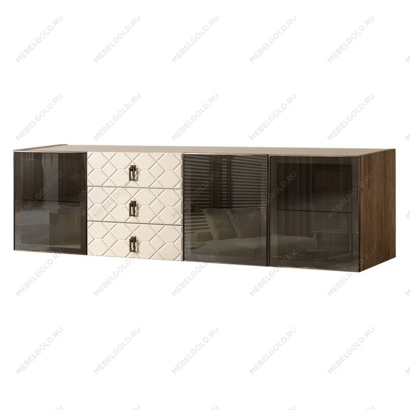 Комод 2.1м Bogemia Woodline Fly Fa (Слоновая кость) (Novabuk/Черный) БМКМ-5[5]