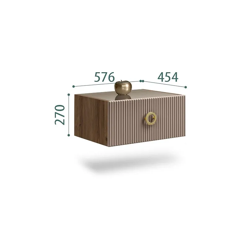 Тумба прикроватная Bogemia Woodline Fly Fi (Мокка) (Lakobel/Золото) БМТП-1