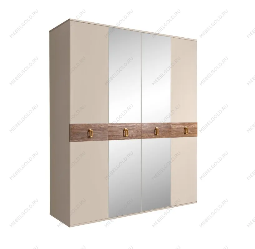 Шкаф 4-х дв. с зеркалами Bogemia Wood Fa (Ваниль/Золото) БМШ1/4(Wo)