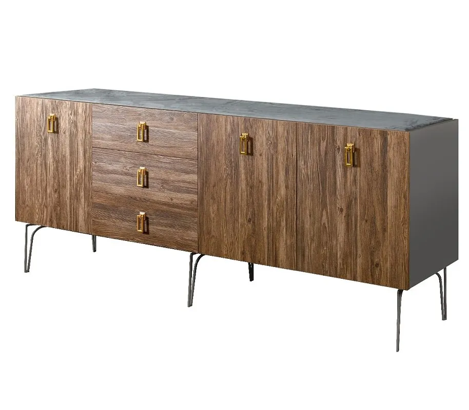 Комод 2.1м Bogemia Wood Fa (Серый) (Novabuk/Золото) БМКМ-5(Wo)