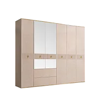 Шкаф 6-ти дверный с зеркалом, с ящиками Римини СОЛО (Латте/Золото) РМШ1/61(s)
