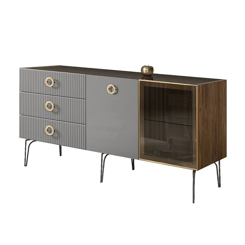 Комод 1.6м Bogemia Woodline Fi (Серый) (Lakobel/Золото) БМКМ-4[5][10]
