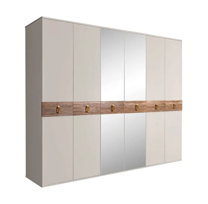 Шкаф 6-ти дв. с зеркалами Bogemia Wood Fa (Шелк/Золото) БМШ1/6(Wo)