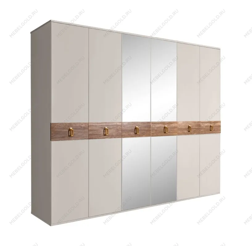 Шкаф 6-ти дв. с зеркалами Bogemia Wood Fa (Шелк/Золото) БМШ1/6(Wo)