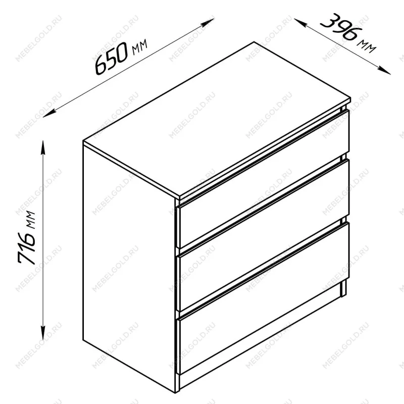 Комод Кастор, 3 ящика, 65х40х71 см, дуб сонома | изображение 16
