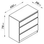 Комод Кастор, 3 ящика, 65х40х71 см, дуб сонома | изображение 16
