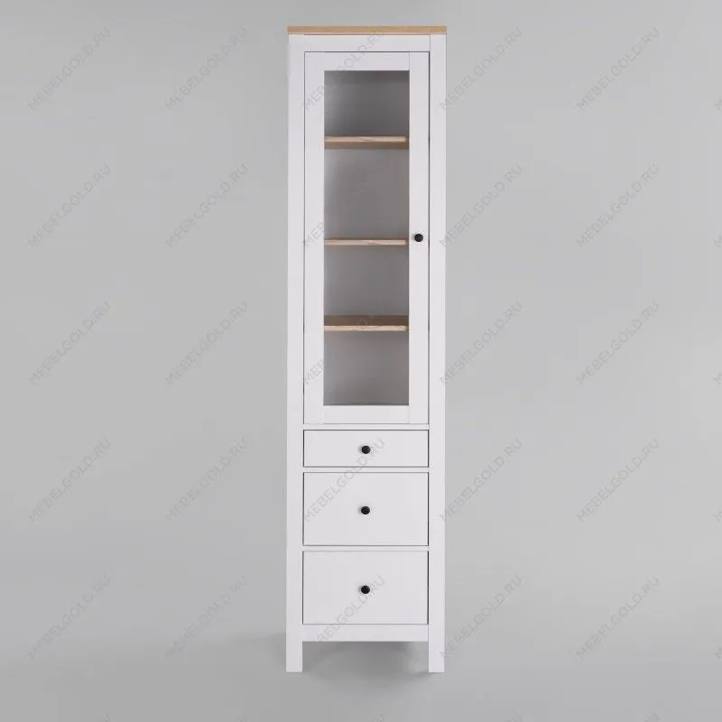 САГА шкаф с витриной 50 белый/ясень | изображение 2