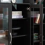 Тумба Сириус, 2 двери со стеклом, 78х41х124 см, дуб венге, черно-коричневая | изображение 3