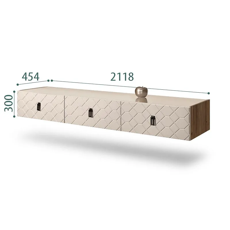 Тумба телевизионная 2.1м Bogemia Woodline Fly Fa (Ваниль) (Lakobel/Черный) БМТ-2