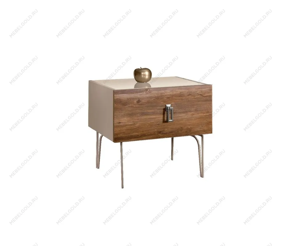 Тумба прикроватная Bogemia Wood Fa (Ваниль) (Lakobel/Хром) БМТП-1(Wo)