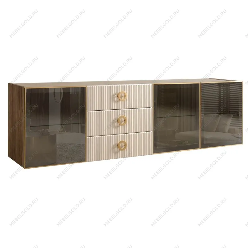 Комод 2.1м Bogemia Woodline Fly Fi (Слоновая кость) (Novabuk/Золото) БМКМ-5[5]