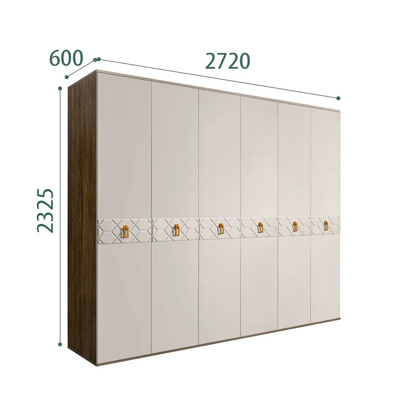 Шкаф 6-ти дв. Bogemia Woodline Fa (Шелк/Золото) БМШ2/6(Fa)