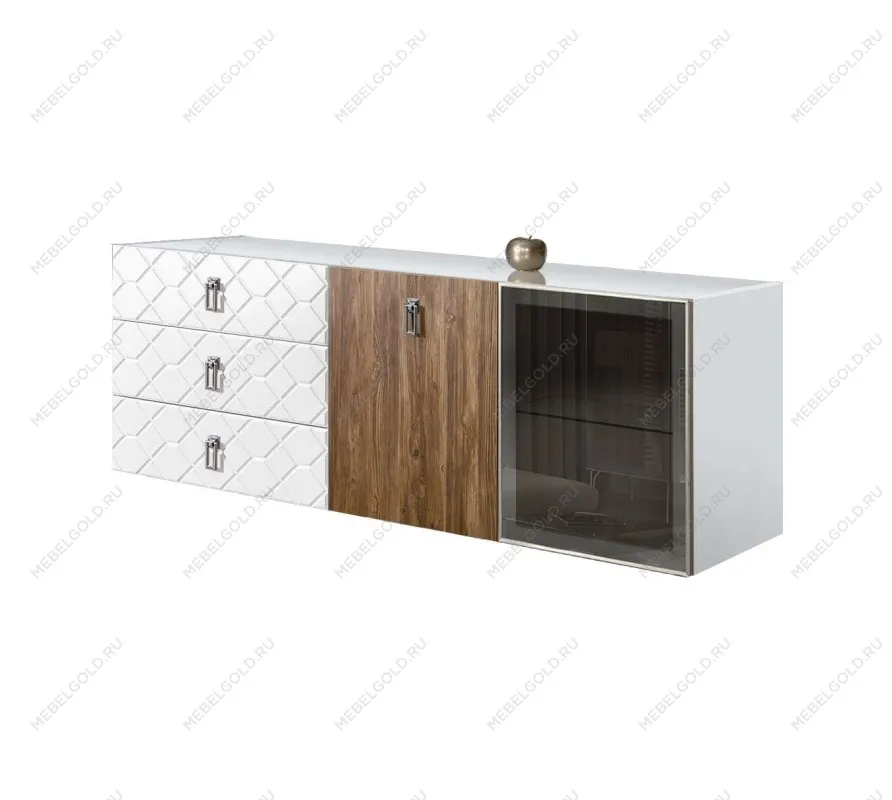 Комод 1.6м Bogemia Fly Wood Fa (Белый) (Lakobel/Хром) БМКМ-4[5][10]