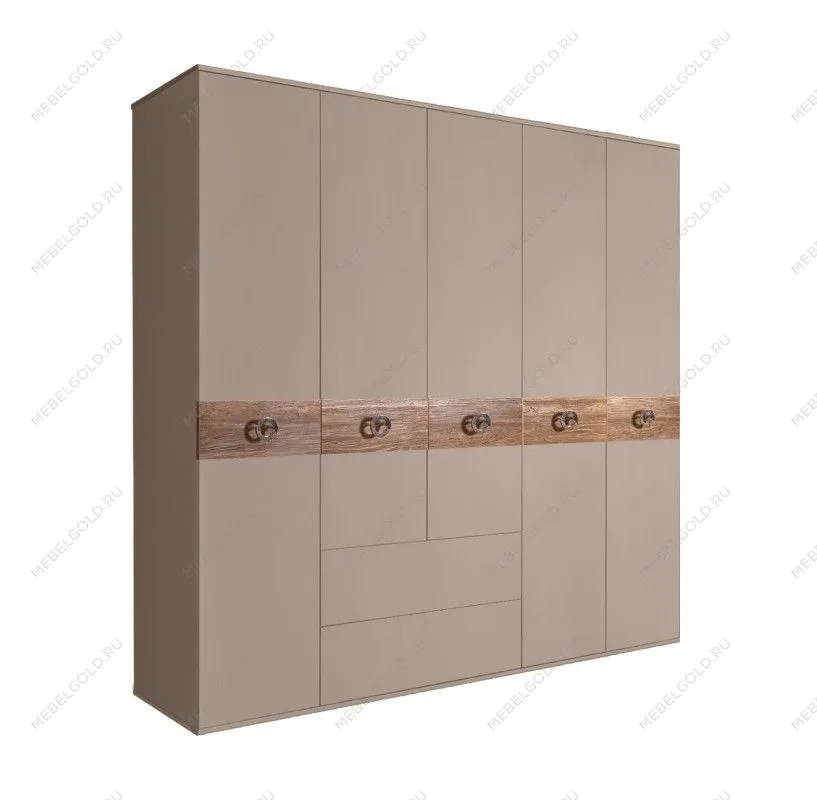 Шкаф 5-ти дверный с ящиками, Bogemia Wood Fi (Мокка/Хром) БМШ2/51(Wo)