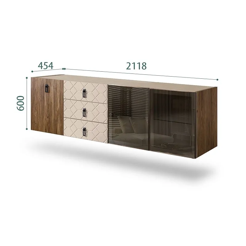 Комод 2.1м Bogemia Woodline Fly Wood Fa (Ваниль) (Novabuk/Черный) БМКМ-5[5][10]