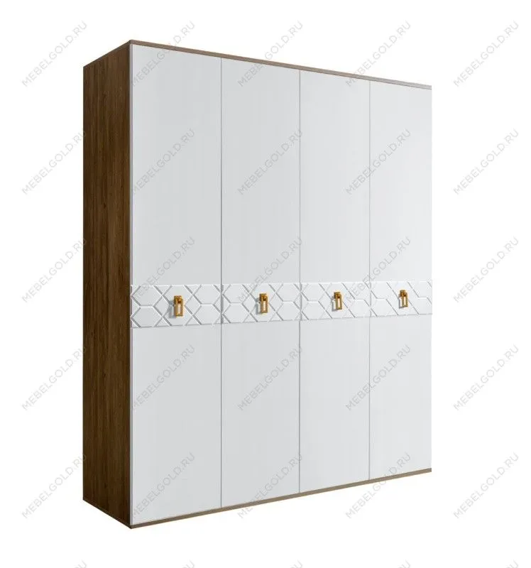 Шкаф 4-х дверный Bogemia Woodline Fa (Белый/Золото) БМШ2/4