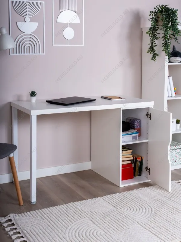 Стол письменный Ингар, с дверцей, 120x75x55, белый | изображение 1