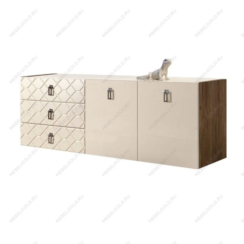 Комод 1.6м Bogemia Woodline Fly Fa (Слоновая кость) (Lakobel/Хром) БМКМ-4