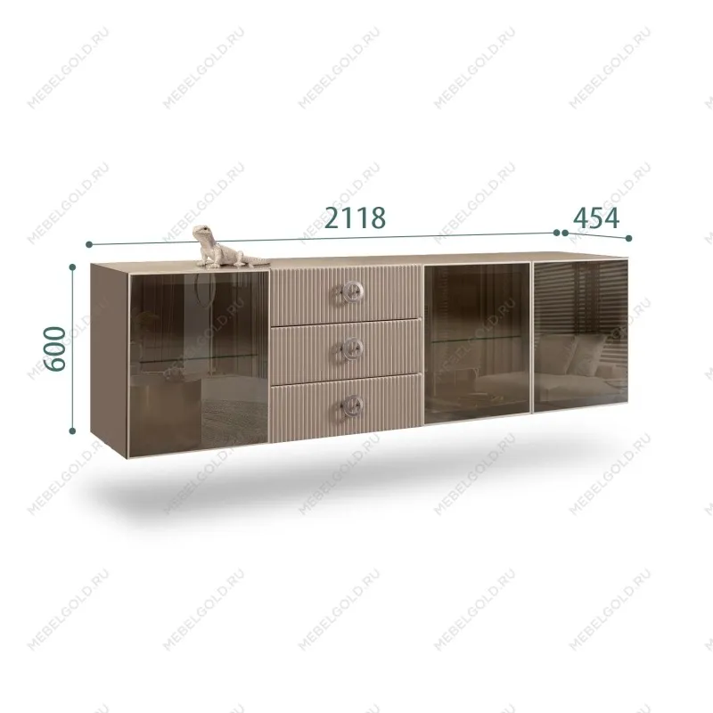 Комод 2.1м Bogemia Woodline Fly Fi (Мокка) (Lakobel/Хром) БМКМ-5[5]