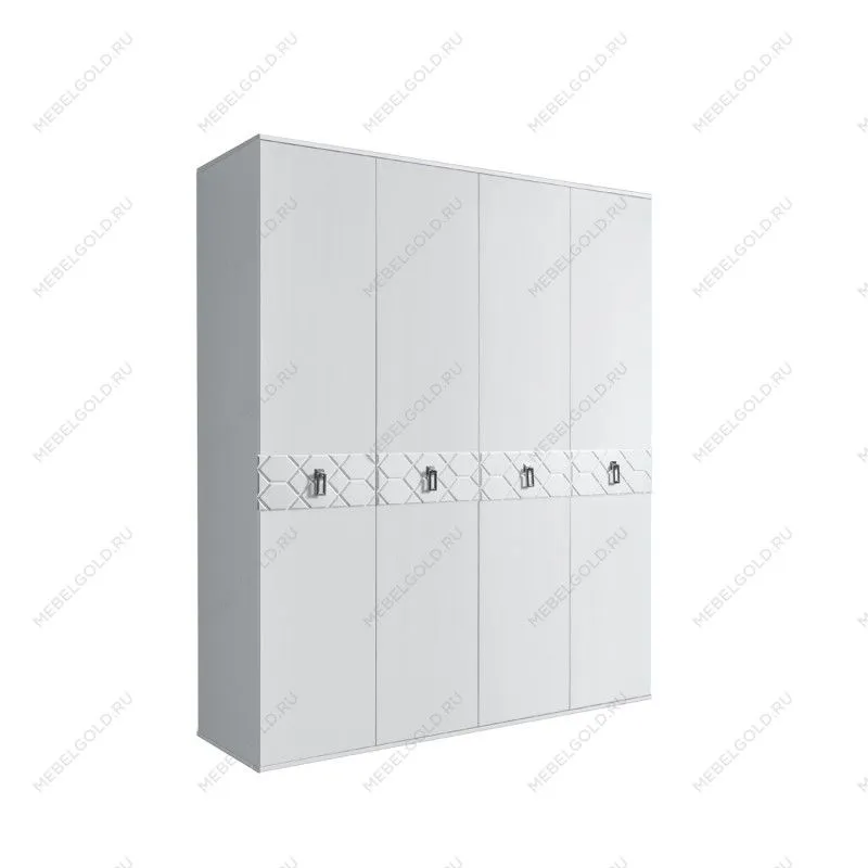 Шкаф 4-х дв. Bogemia Farfalle (Белый/Хром) БМШ2/4(Fa)