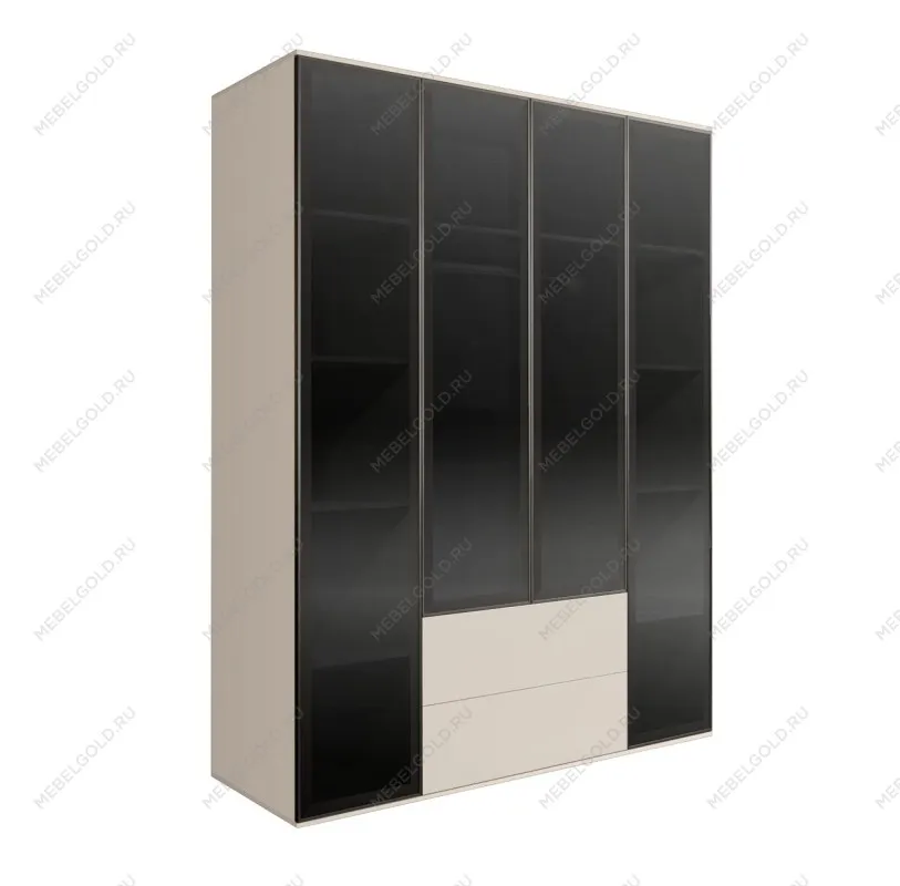 Шкаф 4-х дв. с ящиками Bogemia Air (Слоновая кость/Черный) БМШ2/42(4)