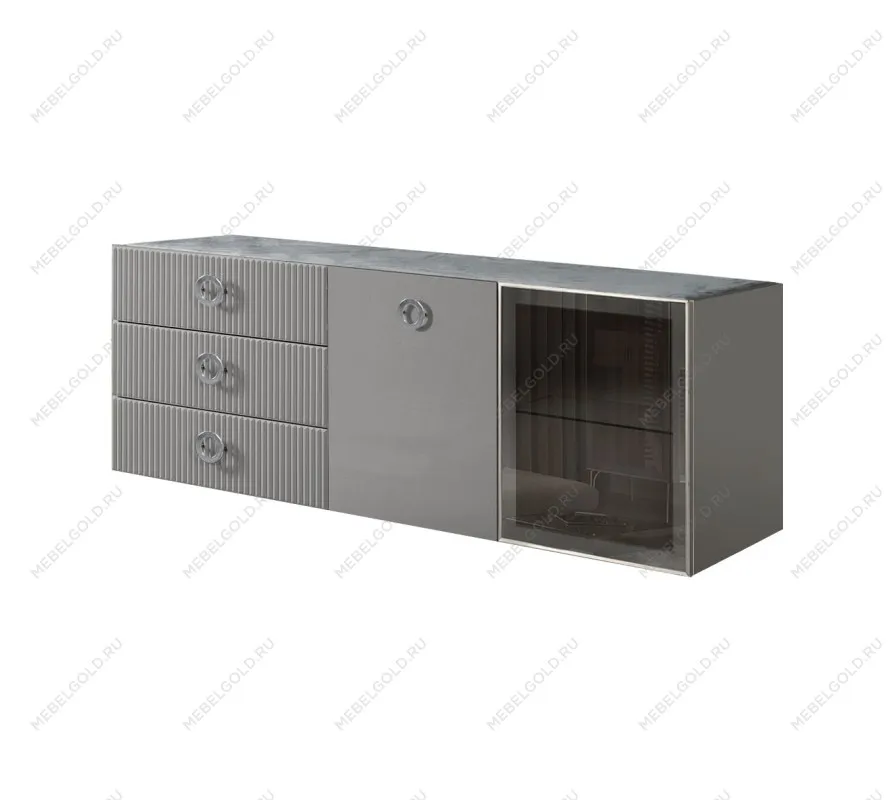 Комод 1.6м Bogemia Fly Fillini (Серый) (Novabuk/Хром) БМКМ-4[5][10]