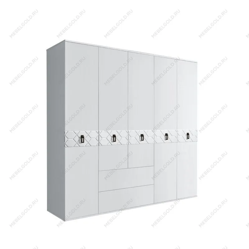 Шкаф 5-ти дверный с ящиками, Bogemia Farfalle (Белый/Черный) БМШ2/51(Fa)