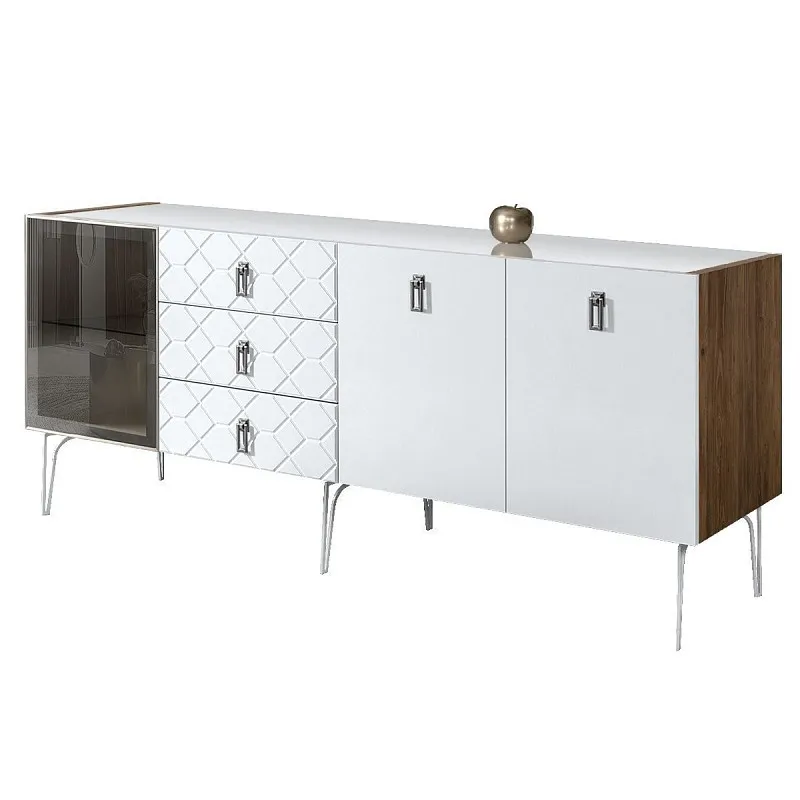 Комод 2.1м Bogemia Woodline Fa (Белый) (Lakobel/Хром) БМКМ-5[4]