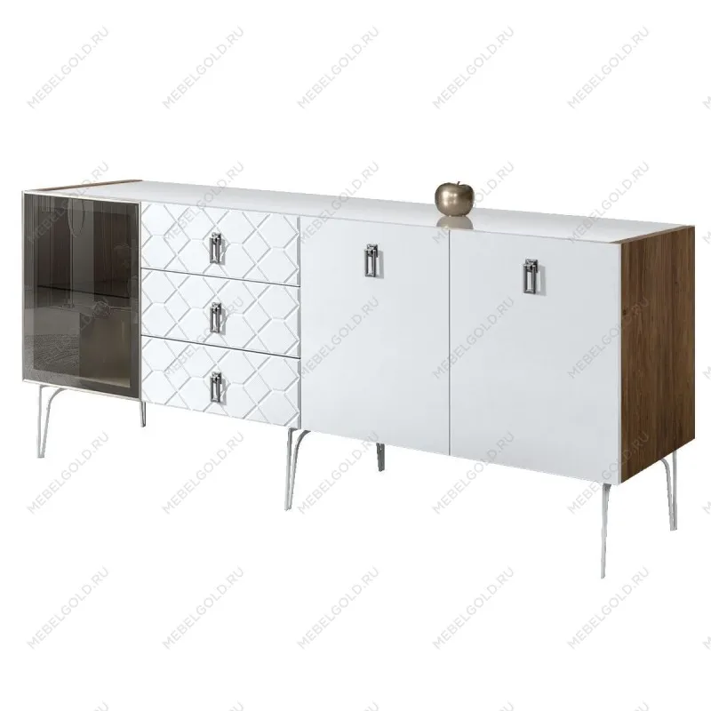 Комод 2.1м Bogemia Woodline Fa (Белый) (Lakobel/Хром) БМКМ-5[4]