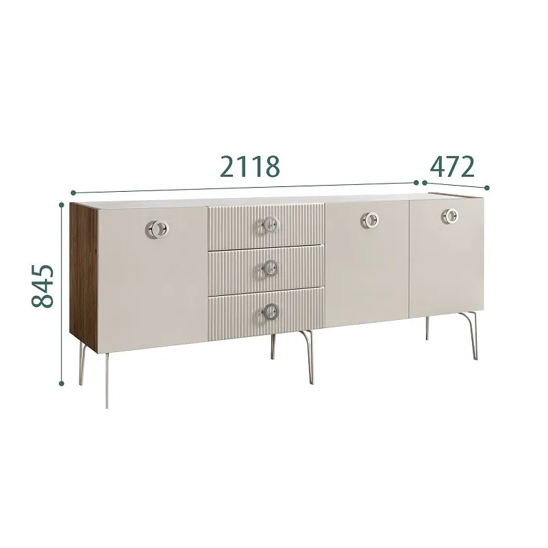 Комод 2.1м Bogemia Woodline Fi (Шелк) (Novabuk/Хром) БМКМ-5