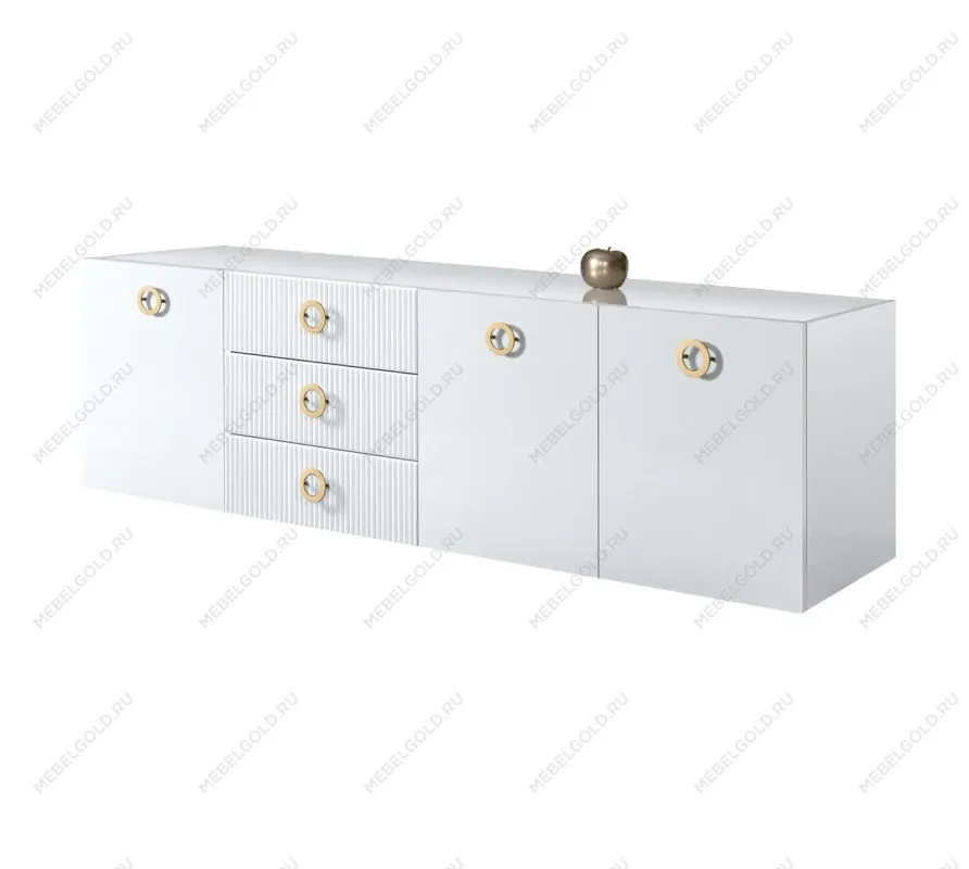 Комод 2.1м Bogemia Fly Fillini (Белый) (Lakobel/Золото) БМКМ-5