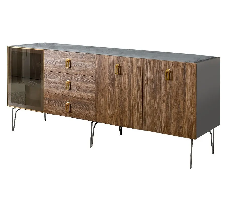 Комод 2.1м Bogemia Wood Fa (Серый) (Novabuk/Золото) БМКМ-5(Wo)[4]