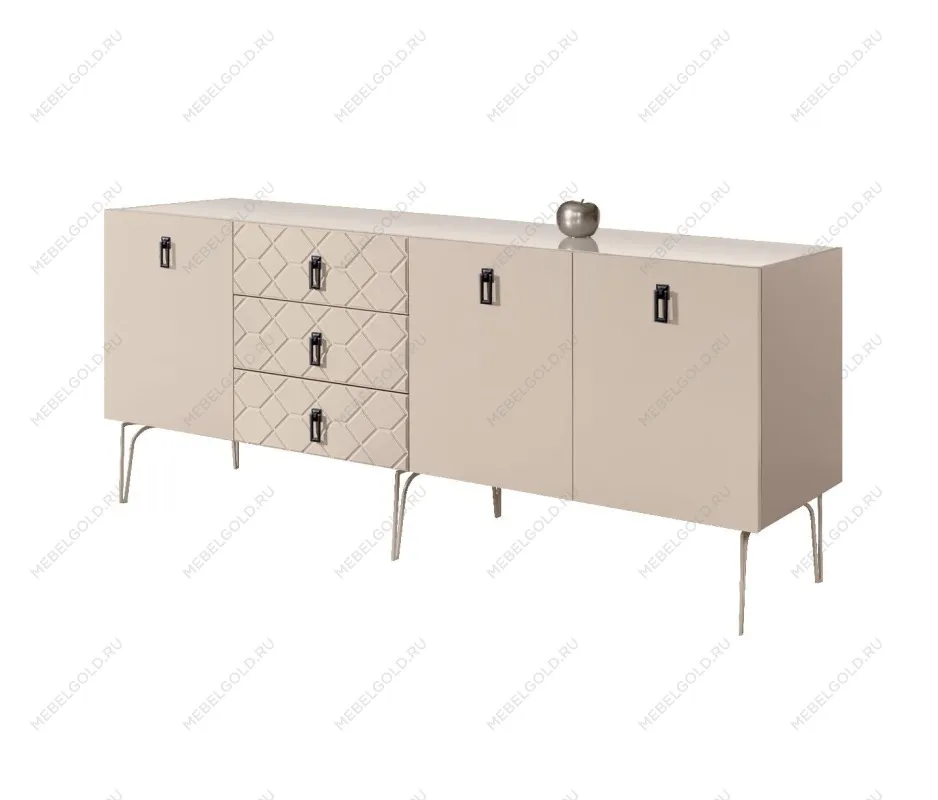 Комод 2.1м Bogemia Farfalle (Ваниль) (Lakobel/Черный) БМКМ-5(Fa)