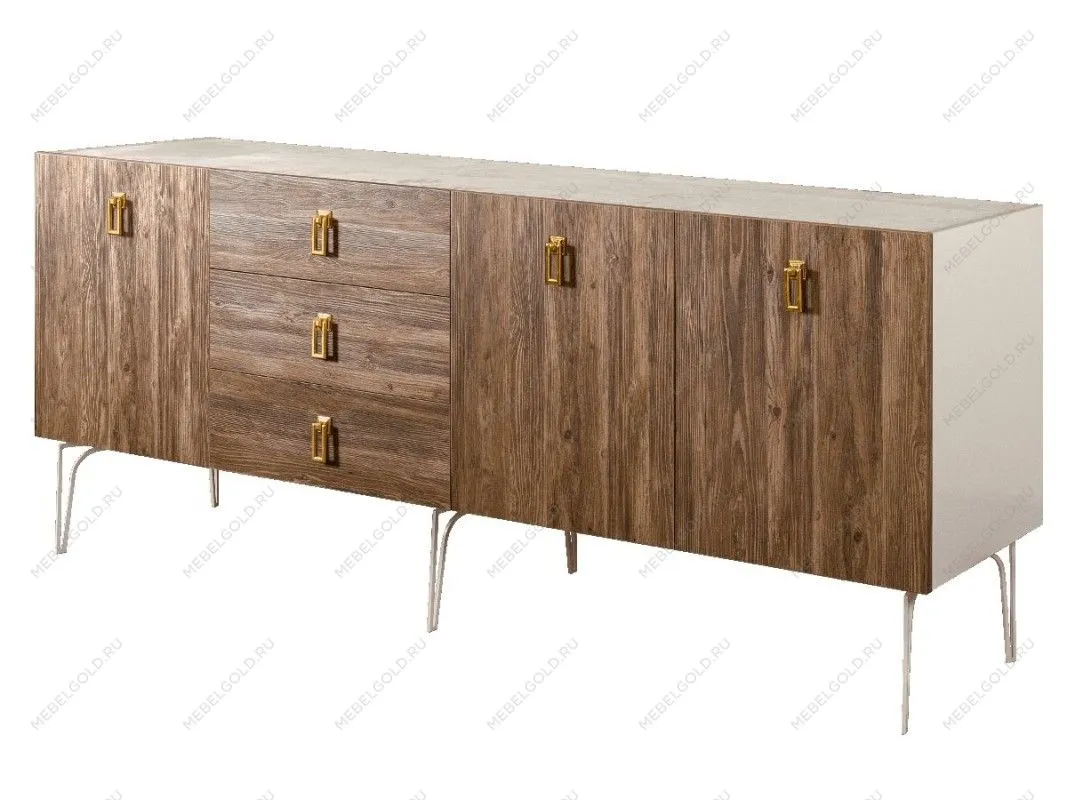 Комод 2.1м Bogemia Wood Fa (Слоновая кость) (Novabuk/Золото) БМКМ-5(Wo)