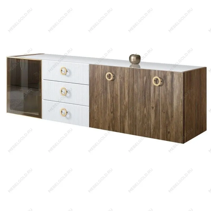 Комод 2.1м Bogemia Woodline Fly Wood Fi (Белый) (Lakobel/Золото) БМКМ-5[4]